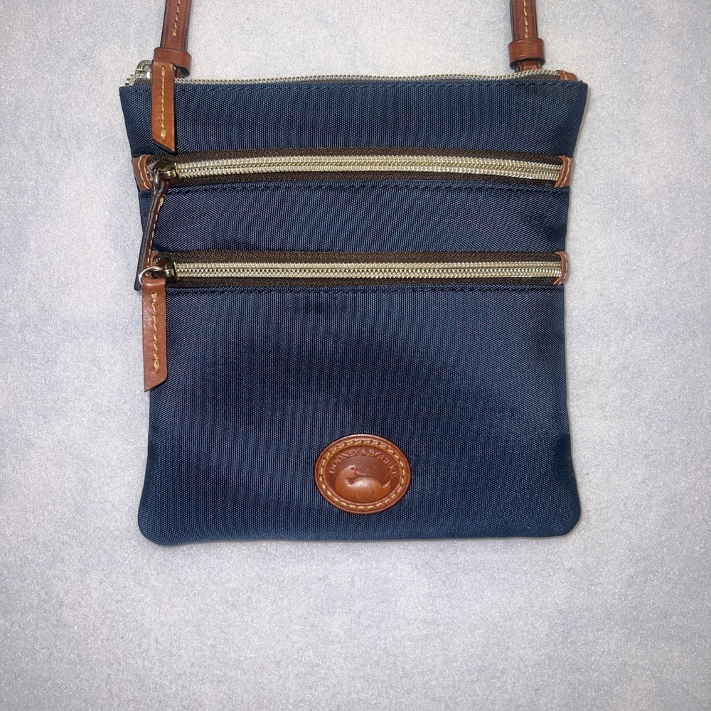 Dooney‎ & Bourke Nylon North South Triple Zip Crossbody Bag Women's Purse Navy
